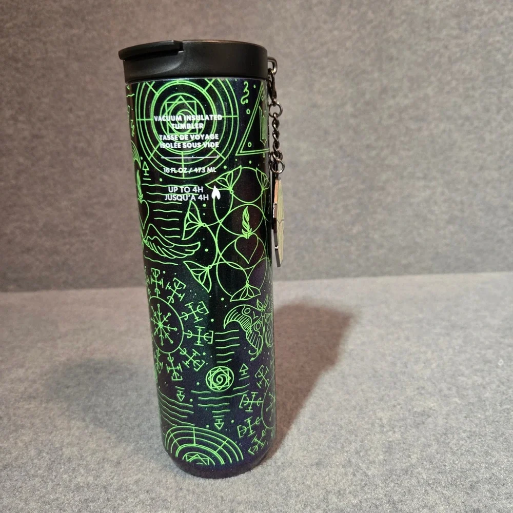 New Starbucks Wicked Elphaba‎ Vacuum Insulated Tumbler 16oz Green Black Glow